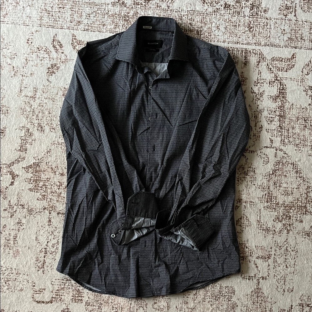 Bugatchi Black Geometric Dress Shirt